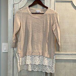 Cream color sweater with lace